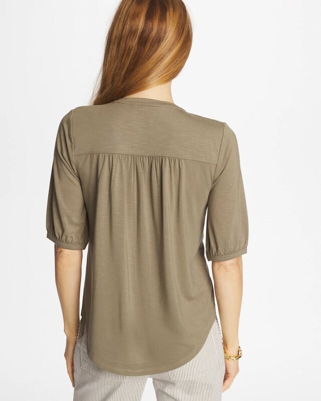 Shirred Elbow Sleeve Tee - image 3